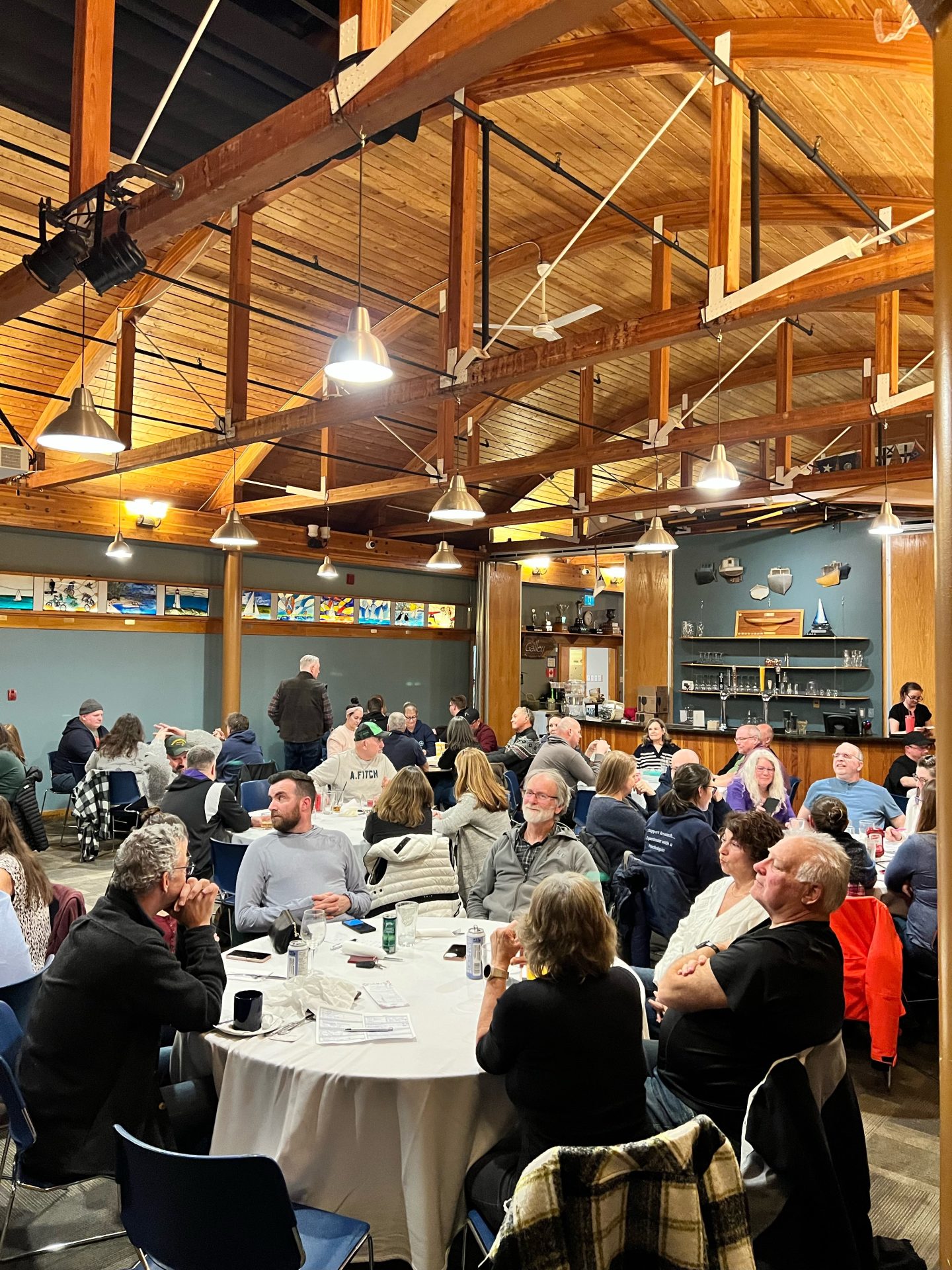 People seated around tables