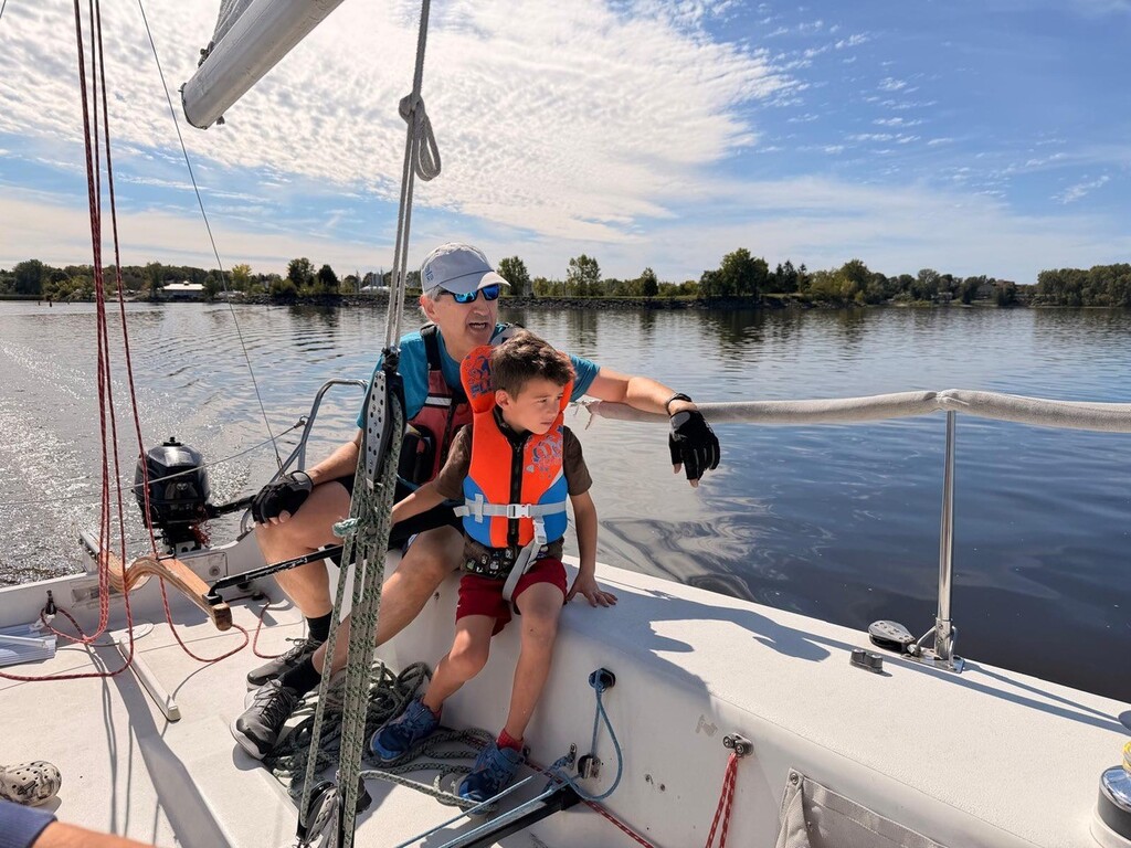 Dominic Goodwill with a beaver aboard his J80