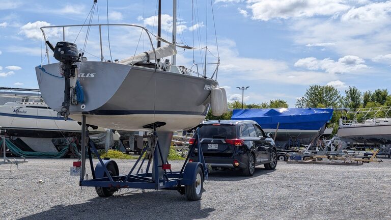Sailboat on a trailer