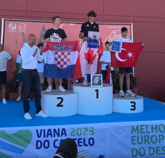 Carlos Charabati, ILCA 4 world champion on the podium