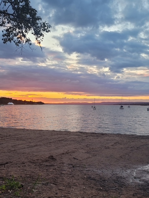 sunset over river