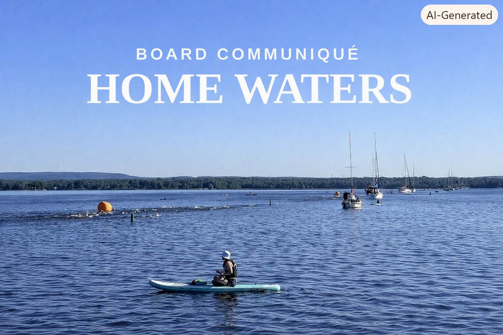 Board Communique Home Waters title graphic of charity swim in the Ottawa River