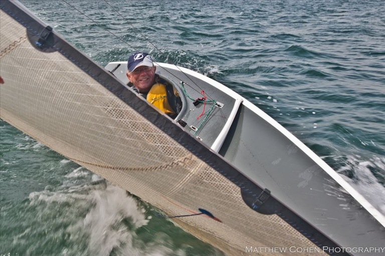 Man in a small 2.4 mR sailboat - 2.4mR World Championship in Sneek, Netherlands