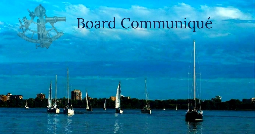Board Communique graphic of sailboats under clouds