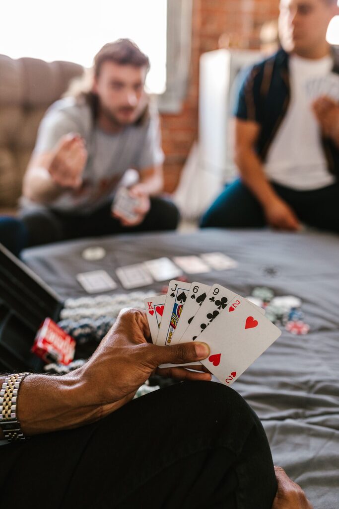 A view of a hand of cards in a card game